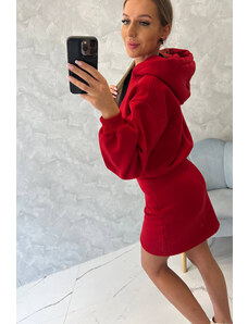 K-Fashion Zateplené šaty s obálkovým dnem červené