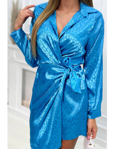 K-Fashion Šaty s vázáním v pase modré
