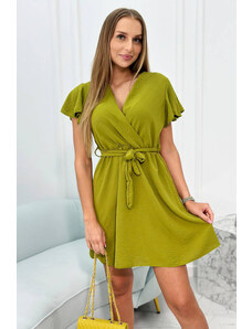 K-Fashion Šaty s vrstveným výstřihem oliva