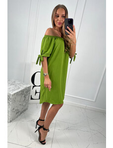 K-Fashion Šaty svázané na rukávech oliva
