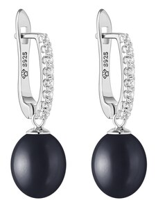 Gaura Pearls Stříbrné náušnice s černou perlou Clorinda, stříbro 925/1000