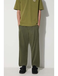 Bavlněné kalhoty A.P.C. zelená barva, jednoduché