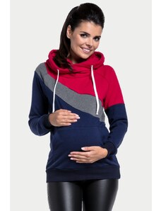Těhotenská a kojící mikina 3v1 Sky modro červeno šedá bavlněná
