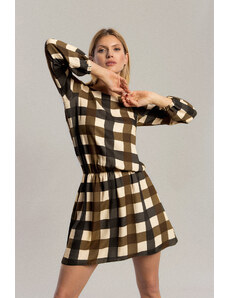 Benedict Harper Dress Aster Khaki Grid