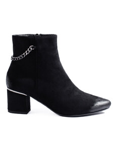 VINCEZA Zajímavé kotníčkové boty dámské černé na širokém podpatku