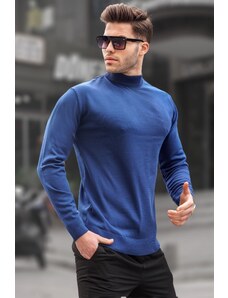 Madmext Indigo Slim Fit Half Turtleneck Men's Knitwear Sweater 6343