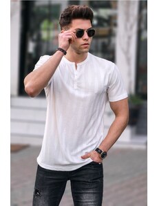 Madmext Men's White Button-Up T-Shirt 5831
