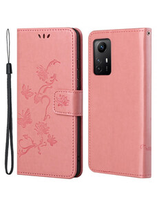 Pouzdro MFashion Xiaomi Redmi Note 12s - růžové - Motýli a květy