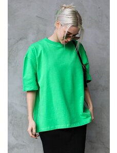 Madmext Green Crew Neck Basic Oversized T-shirt