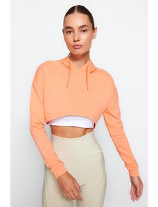 Trendyol Apricot Super Crop Hooded Sports Sweatshirt