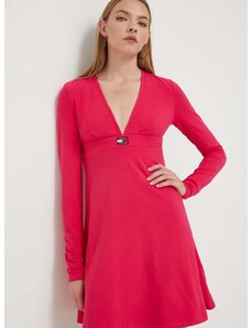 Šaty Tommy Jeans růžová barva, mini, DW0DW16484