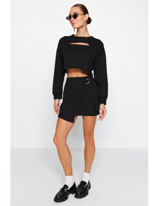 Trendyol Black Double Breasted Mini Woven Skirt With Buckle