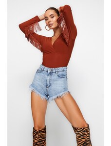 Trendyol Cinnamon Tassel Knitted Bodysuit