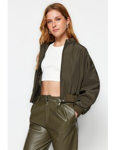 Trendyol Khaki Oversize Shromážděný Detailní Nepromokavý Bomber Jacket Coat