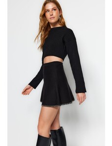 Trendyol Black Mini Cotton Sweater Skirt