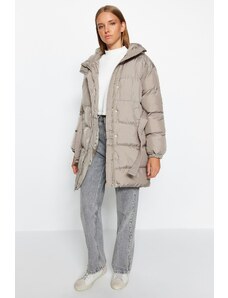 Trendyol Nork Oversize dlouhý nafukovací kabát s klenutou kapucí a vodoodpudivou