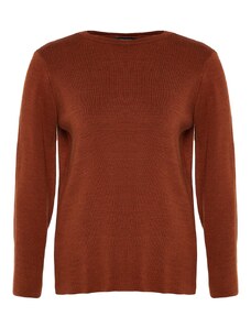 Trendyol Curve Brown Sleeve Button Detailed Knitwear Sweater