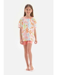 Dagi Multicolour Coral Printed Short Sleeve Pajamas Set