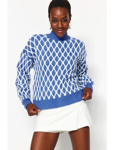 Trendyol Indigo Soft Textured Patterned Knitwear Sweater