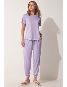 Happiness İstanbul Women's Lilac Soft Textured Flowy Suit