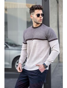 Madmext Beige Color Block Men's Sweater 4734