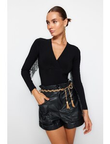 Trendyol Black Tassel Knitted Bodysuit