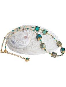 Dámsky Náhrdelník Emerald Oasis s 24karátovým zlatem v perlách Lampglas