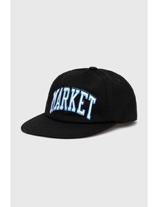 Bavlněná baseballová čepice Market černá barva, s aplikací