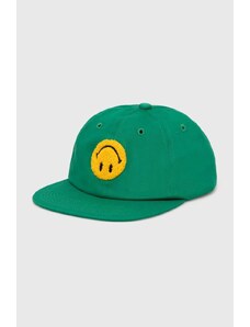 Bavlněná baseballová čepice Market x Smiley zelená barva, s aplikací