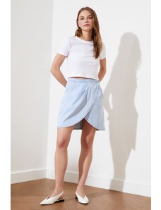 Trendyol Blue Asymmetric Closure Denim Skirt