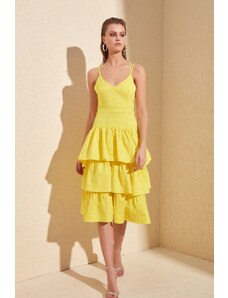 Trendyol Yellow Textured Back Detailed Dress