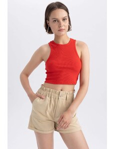DEFACTO Fitted Halter Collar Ribbed Camisole Crop Top