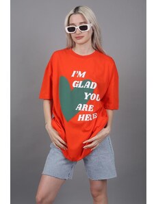 Madmext Mad Girls Orange Printed T-Shirt