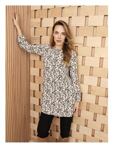 LC Waikiki Tie Collar Patterned Long Sleeve Women's Tunic