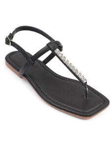 Capone Outfitters Capone Binoculars Women's Ankle Strap Flat Heel Sandals with Stones.