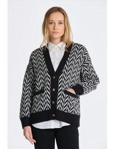 SVETR GANT MULTICOLOR HERRINGBONE CARDIGAN černá XS