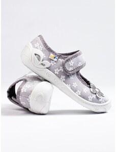 Shelvt Gray slippers for girls with flowers 3F