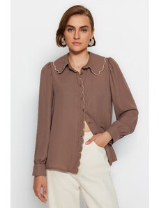 Trendyol Brown Embroidery Detail Woven Shirt