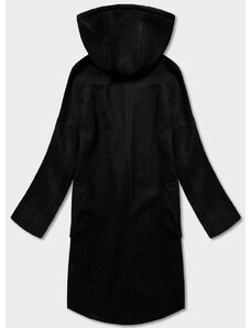 ROSSE LINE Černý dámský kabát plus size s kapucí (2728)