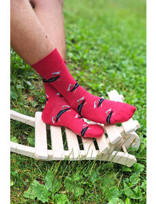 Ponožky Klobouky s valaškama - červená