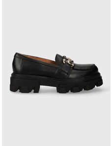 Kožené mokasíny Charles Footwear Vloglola dámské, černá barva, na platformě, Vloglola.Loafer.Black