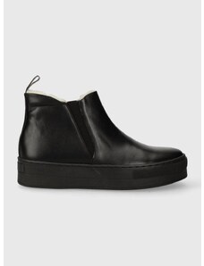 Kožené kotníkové boty Charles Footwear Nessa dámské, černá barva, na platformě, Nessa.Mini.Boots.Black