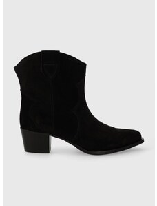 Semišové kovbojské boty Charles Footwear Viola dámské, černá barva, na podpatku, Viola.Western.B.L.B
