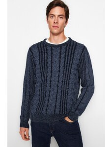 Trendyol Indigo Regular Fit Wash Effect Hair Knit Knitwear Sweater