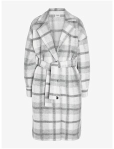 Světle šedý dámský kostkovaný kabát Noisy May Jonas - Dámské