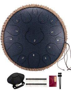 Huashu Lotus HS14-15 velký Tongue drum, opletený buben 15 tónů, 14", 36 cm, tmavě modrá