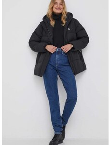 Bunda Calvin Klein Jeans dámská, černá barva, zimní, oversize