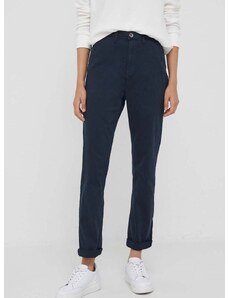 Kalhoty Pepe Jeans Nora dámské, tmavomodrá barva, jednoduché, high waist