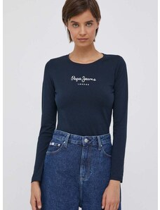 Tričko s dlouhým rukávem Pepe Jeans New Virginia tmavomodrá barva