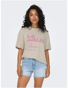 Béžové dámské oversize tričko ONLY Lina - Dámské